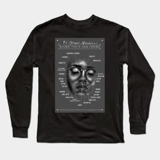 Facial Piercing Chart, Black and Grey Long Sleeve T-Shirt